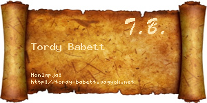 Tordy Babett névjegykártya